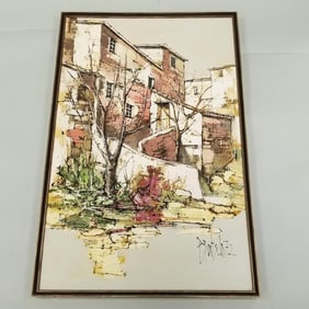 Pierre Bertschi framed signed & dated '72 oil painting on canvas- 40 1/2"H 26 1/2"W 1 1/4"D
