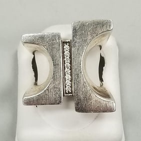 H. Stern sterling silver & diamond ring designed by Roberto Burle Marx- size 7 1/2