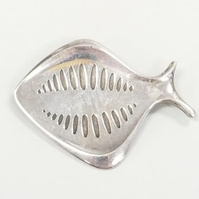 Georg Jensen sterling silver modernist fish brooch designed by Henning Koppel #343- 2 3/8"L