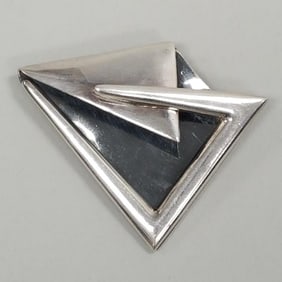 Sigi signed modernist sterling silver brooch- 30 grams, 2 1/4"L, 1 7/8"W