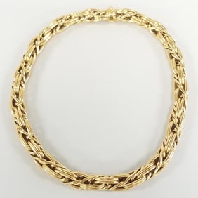 18k heavy gold necklace marked AZ Germany- 113.8g, 16 3/4"L, 10mm wide