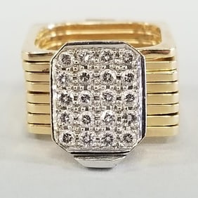 Orlanda Olsen 14k gold & diamond convertible ring/ bracelet- 18.9g, size 5.5, bracelet 7 1/4"L
