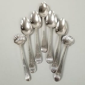7 Bateman hallmarked sterling silver spoons incl 5 Peter & Ann Bateman marks for 1786 & 1798 & 2