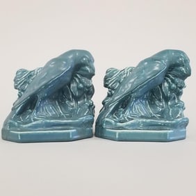 Rookwood pair Rook bookends impressed signature- McDonald- dated 1927- 5 1/4"H 5 1/2"W 3 3/4"D