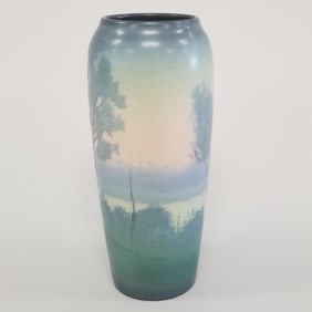Rookwood scenic vellum vase Sally E. Coyne (some crazing) 6 3/8"H 2 3/4"D