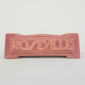 Roseville rare moderne dealer sign- 2 1/8"H 6 1/4"W 1 1/4"D