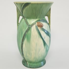Roseville Futura pinecone vase 433-10"H 6"W 1 1/4"D