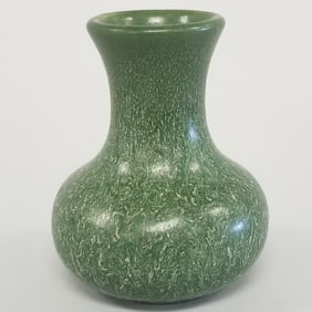 Hampshire mottled green glaze vase- 5 1/2"H 4 1/4"D