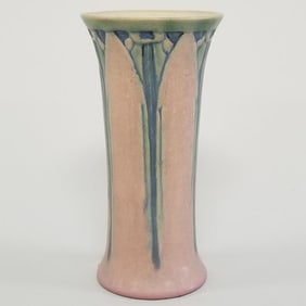 Newcomb College rare color vase w/ paper label Henrietta Bailey (artist) Joseph Meyer (potter)