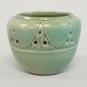 University of North Dakota (UND) School of Mines carved vase Julia Mattson- 2 1/2"H 3 1/4"D