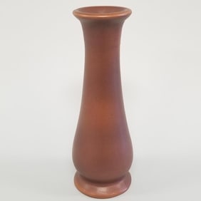 University of North Dakota (UND) School of Mines tall brown vase C39- 10"H 3 3/8"D