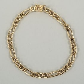 14K gold figaro chain bracelet 13.4g, 8"L
