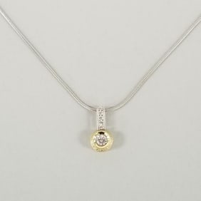 18k gold pendant/ necklace s/w diamonds- approx 4mm largest diamond, 5.1g total, 18"L- the pendant
