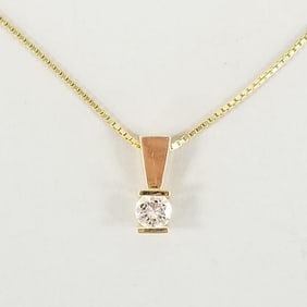 Approx 0.50 ct natural diamond solitaire pendant on 14k gold chain- 4.5g, 16"L, 5.4mm diamond