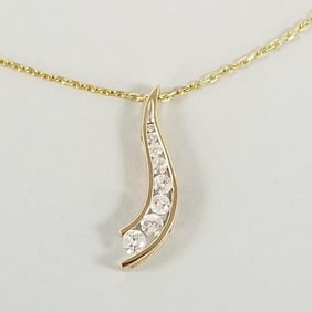 Approx 0.50 tcw diamond 10k gold journey pendant on 14k chain- 4.2g, 16 1/2"L