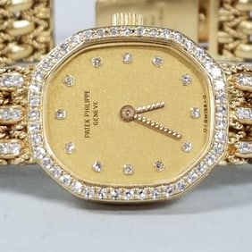Patek Phillipe ladies 18K gold & diamond watch- 47.8 grams incl movement- 7" long