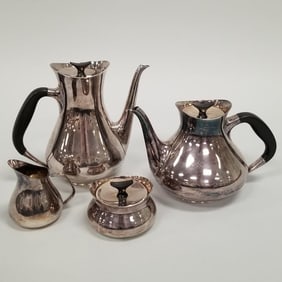 4 piece mid-century modern Cohr sterling Denmark tea/ coffee set- 54 troy oz total (some small