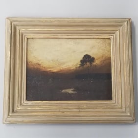 Felix Russman framed signed oil painting on canvas "After Glow" (as seen- paint lifting, etc) 14