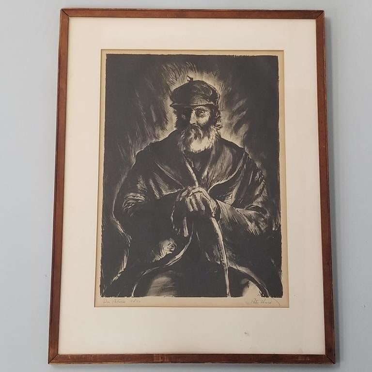 Peter Hurd framed pencil signed lithograph "Don Patricio" ed 50- 20 3/4"H 15 3/8"W OD: Peter Hurd framed pencil signed lithograph "Don Patricio" ed 50- 20 3/4"H 15 3/8"W OD