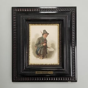 Peter Kraemer- Munchen framed signed watercolor- 14 3/4"H 12 3/4"W OD