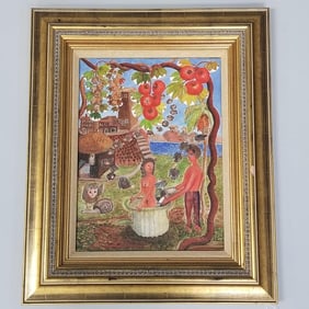 Francesco Galeotti framed signed & dated 1983 oil painting on board- 23 1/2"H 19 1/2"W