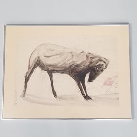 Robert Andrew Parker III framed signed & dated watercolor- 20 1/4"H 27 1/4"W