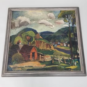 Dewey Albinson unsigned framed oil painting on canvas (craquelure throughout) approx. 36 1/2"H