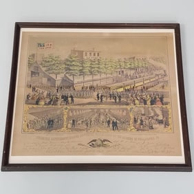 Antique Civil War Refreshment Saloon litho promotional sign for Union recruitment- Phila, PA 1861-