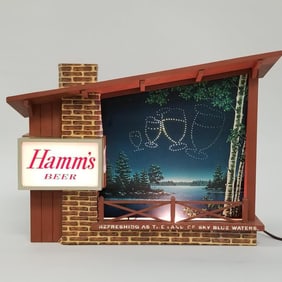Vintage Hamm's Beer starry skies lighted sign- working- 13"H 17 1/2W 4 1/2"D