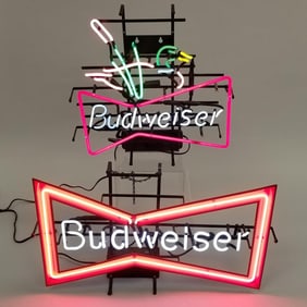 2 advertising Budweiser neon signs 22"H taller & 33"W widest 6 1/2"D