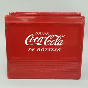 Vintage embossed Coca Cola cooler with insert tray 16"H 19"W 12 1/2"D