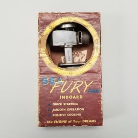 Rare Sea Fury toy inboard/ outboard motor w/ box & instructions, etc- Untested- Box: 6 3/8"L 2 1/8"H