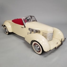 Vintage Cord style pedal car- older restoration: 59"L 21"W 19"H, 52 lbs