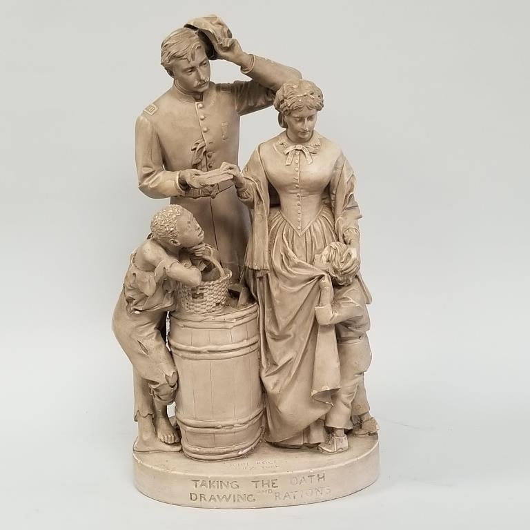 Antique John Rogers figural grouping "Taking the Oath" 23"H 13"W 10"D (some wear, flaking chips) (1 of 15)