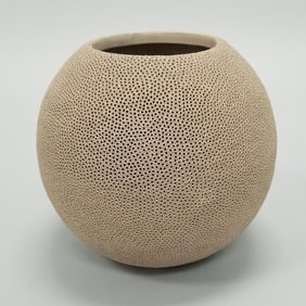 Gillies Caffier Paris artisan pottery ball vase - limited edition 31/80 - 2010 - 9 1/4" diameter x