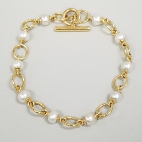 Tested 18K gold & 12.5 mm pearl necklace: 87.9g, 16 1/2"L