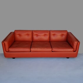 Dyrlund Denmark Mid Century leather sofa- (some wear) 24"H 78"W 31"D