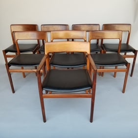 8 Norgaard's Mobelfabrik rosewood dining chairs: 2 captains & 6 side chairs- 30"H 21 1/2"W 18 1/2"D