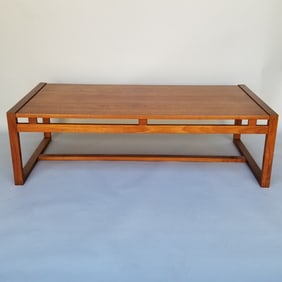 Jydsk Mobelvaerk Denmark (attribution) teak coffee table (some finish wear & spots) 15 1/2"H 51