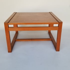 Jydsk Mobelvaerk Denmark (attribution) teak end table (some finish wear) 15 1/2"H 25 3/4"H 25 3/4"D