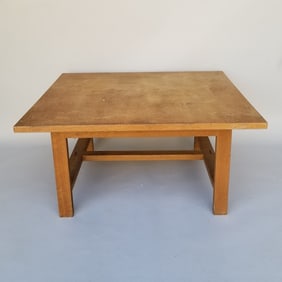 Hans Wegner Getama Gedsted Denmark oak coffee table (wear to top) 17 1/2"H 36"W 36"D