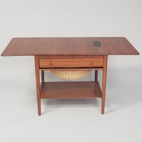 Hans Wegner AT-33 for Andreas Tuck teak sewing drop leaf stand (stains to top)