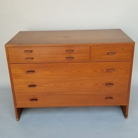 Hans Wegner for Ry Mobler Danish modern teak chest with 3 small drawers & 3 long drawers- 28 1/4"H