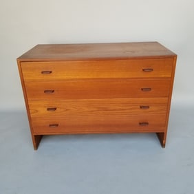 Hans Wegner for Ry Mobler Danish modern teak chest with 4 drawers- 28 1/4"H 39 3/8"W 20 1/2"D