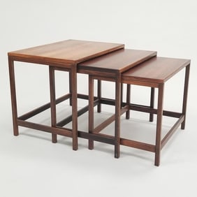 3 Centrum Mobler Denmark rosewood nesting tables- 18 5/8"H 23 5/8"W 15 3/4"D largest