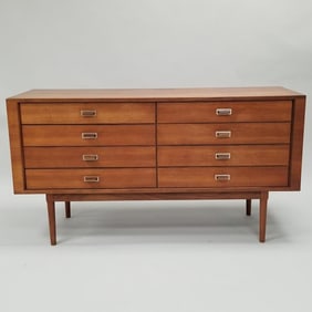 Peter Lovig Nielsen for Lovig teak double sideboard w/ 8 drawers- 31 1/2"H 59"W 20"D