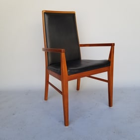 Dyrlund teak upholstered arm chair- 36"H 20 7/8"W 20"D