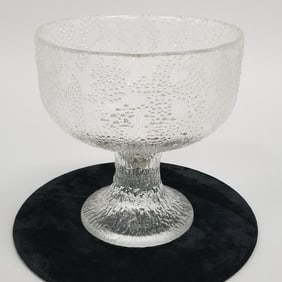 Large Tapio Wirkkala Hopla Iittala glass pedestal bowl (unmarked) 9"H 8 1/2"D