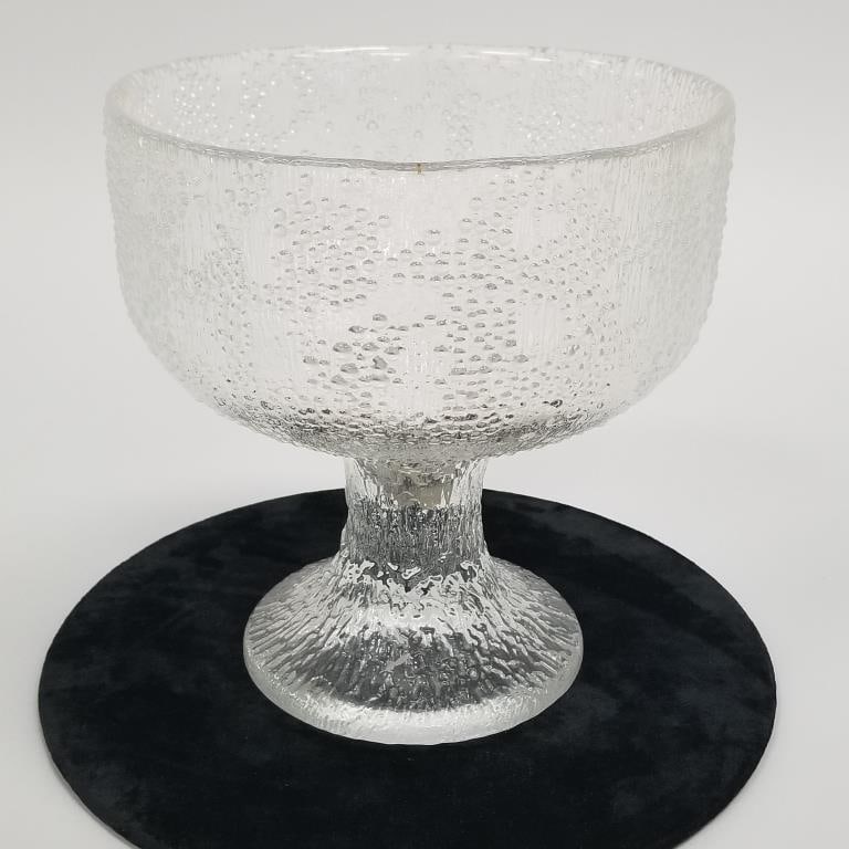 Large Tapio Wirkkala Hopla Iittala glass pedestal bowl (unmarked) 9"H 8 1/2"D: Large Tapio Wirkkala Hopla Iittala glass pedestal bowl (unmarked) 9"H 8 1/2"D