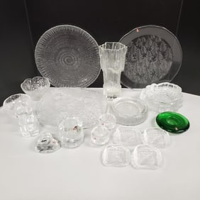 Glass collection incl Iittala glass, etc (some signed) 9 1/4" tallest